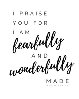 Psalm 139:14 Inspirational Scripture Wall Art with Frame - 8x10