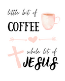 Inspirational Coffee & Jesus Wall Art with Frame - 8x10