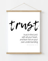 Proverbs 3:5 Inspirational Scripture Wall Art with Frame - 8x10