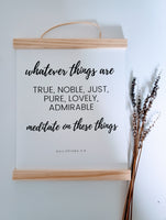 Philippians 4:8 Inspirational Scripture Wall Art with Frame - 8x10