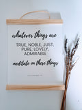 Philippians 4:8 Inspirational Scripture Wall Art with Frame - 8x10