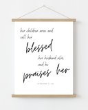 Proverbs 31:28 Inspirational Scripture Wall Art with Frame - 8x10