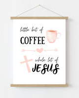 Inspirational Coffee & Jesus Wall Art with Frame - 8x10